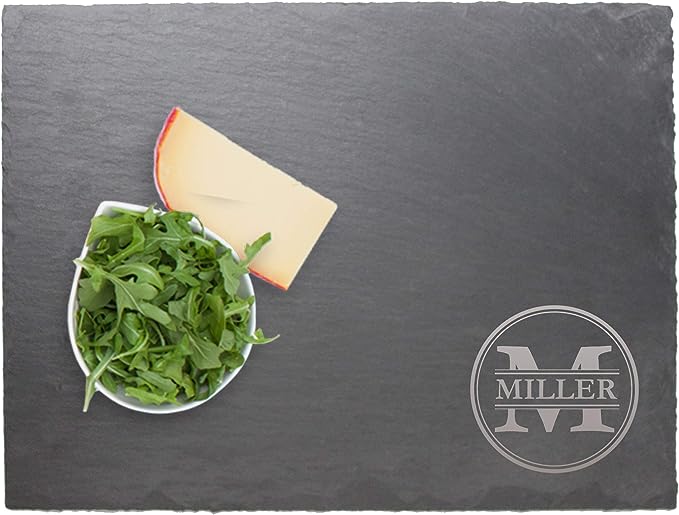 A Personalized Slate Serving Tray Cheese Board - Housewarming, Wedding for Couples - Custom Engraved