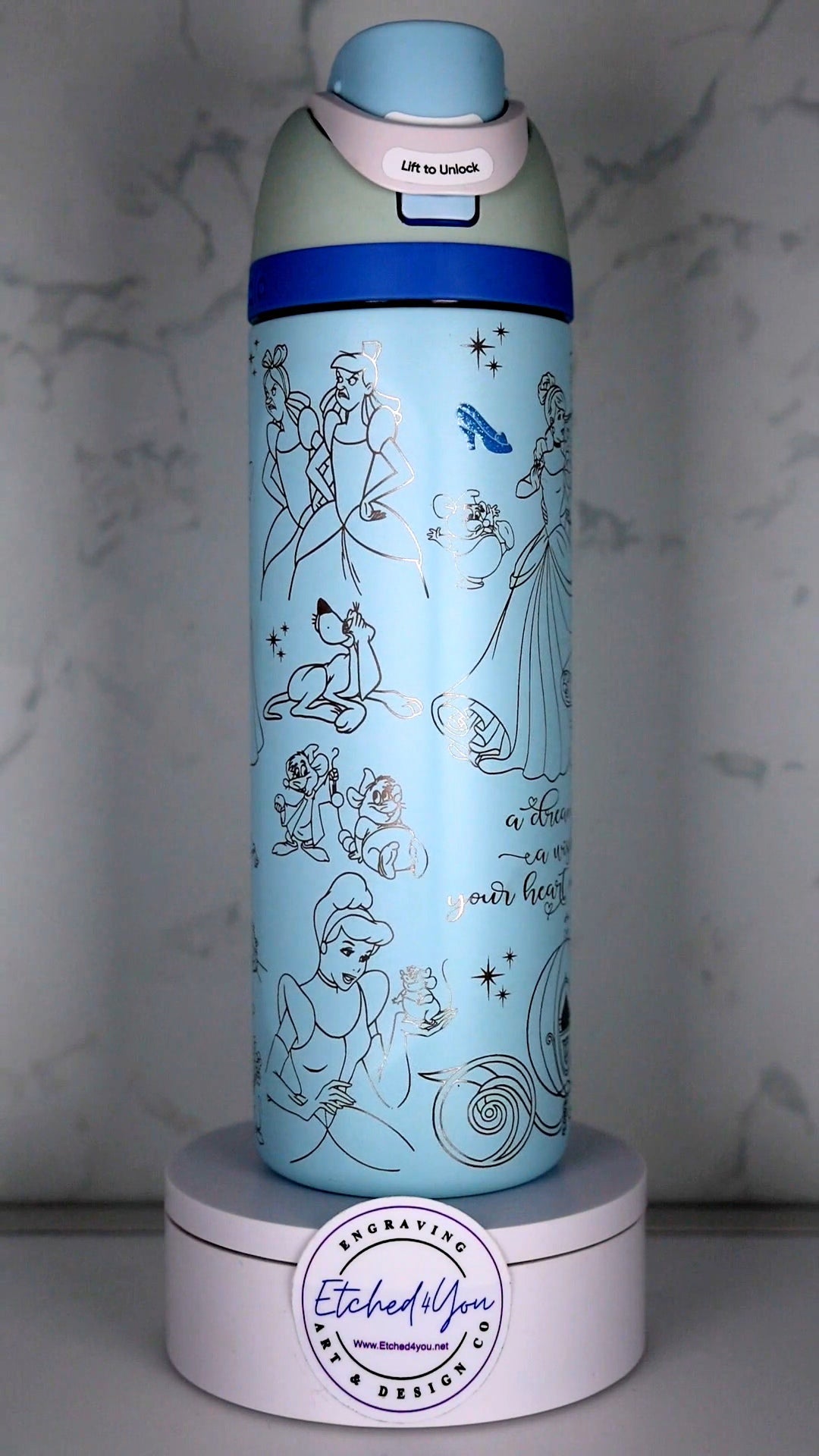 E4UOwala 24oz Glass Slippers Design engraved on Special Edition bottle